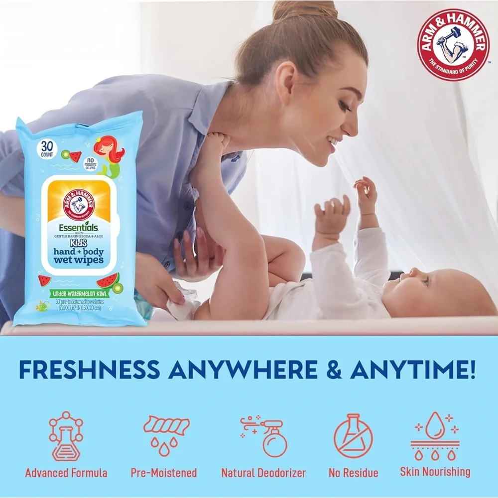 Arm & Hammer Face + Body Wet Wipes - 30ct. Watermelon Kiwi or Mango 🆕 - Picture 4 of 7